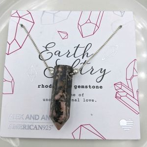 Alex and Ani Sterling Silver Rhodonite Necklace NWT Card